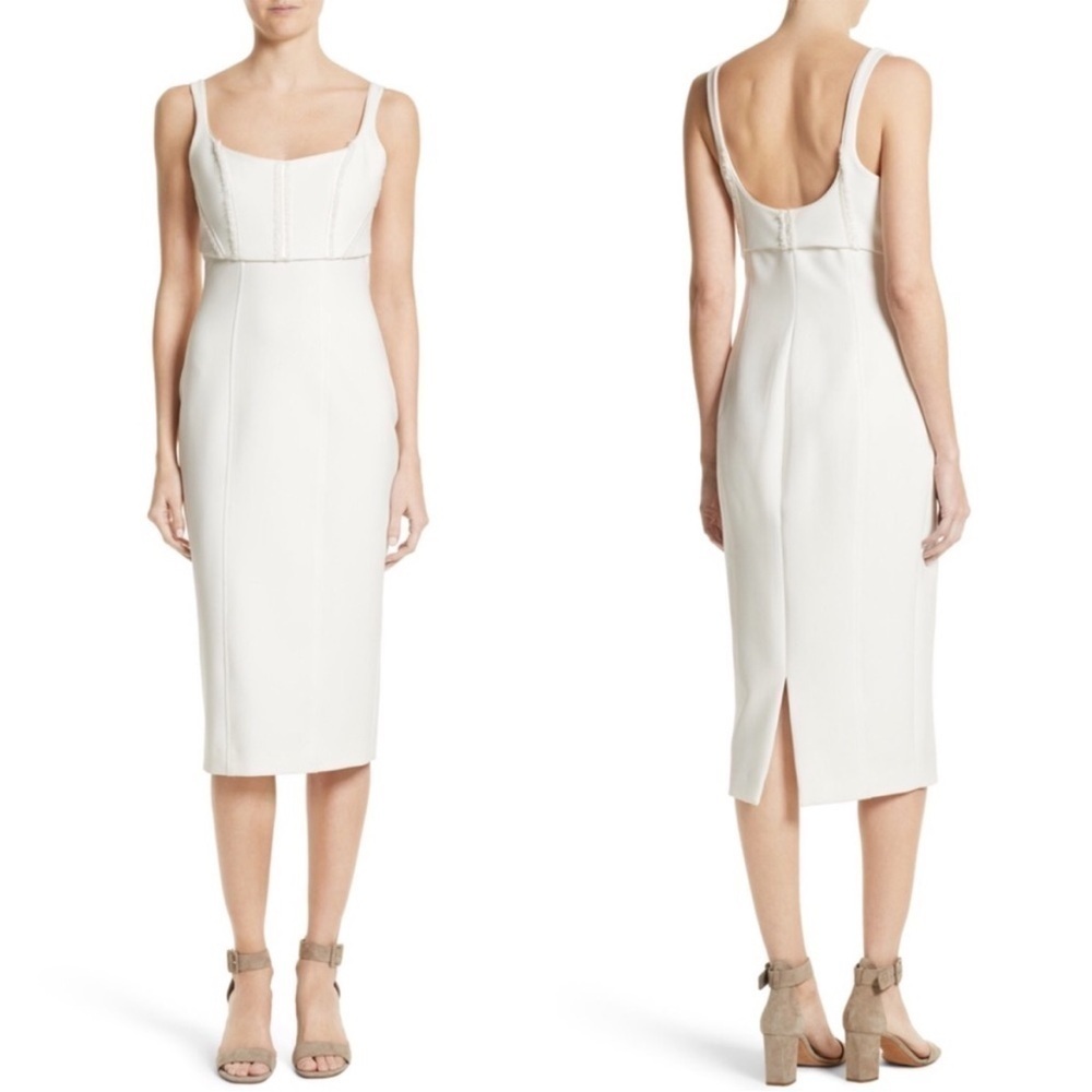 NWT Cinq a Sept Ellette Sheath Dress Sleeveless Ivory White Bridal Sz 8